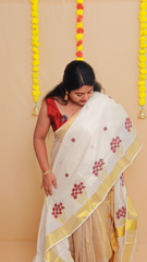 PONMALAR 🌸✨ FLORAL THREAD EMBROIDERY COTTON SET SAREE (SU 787 )