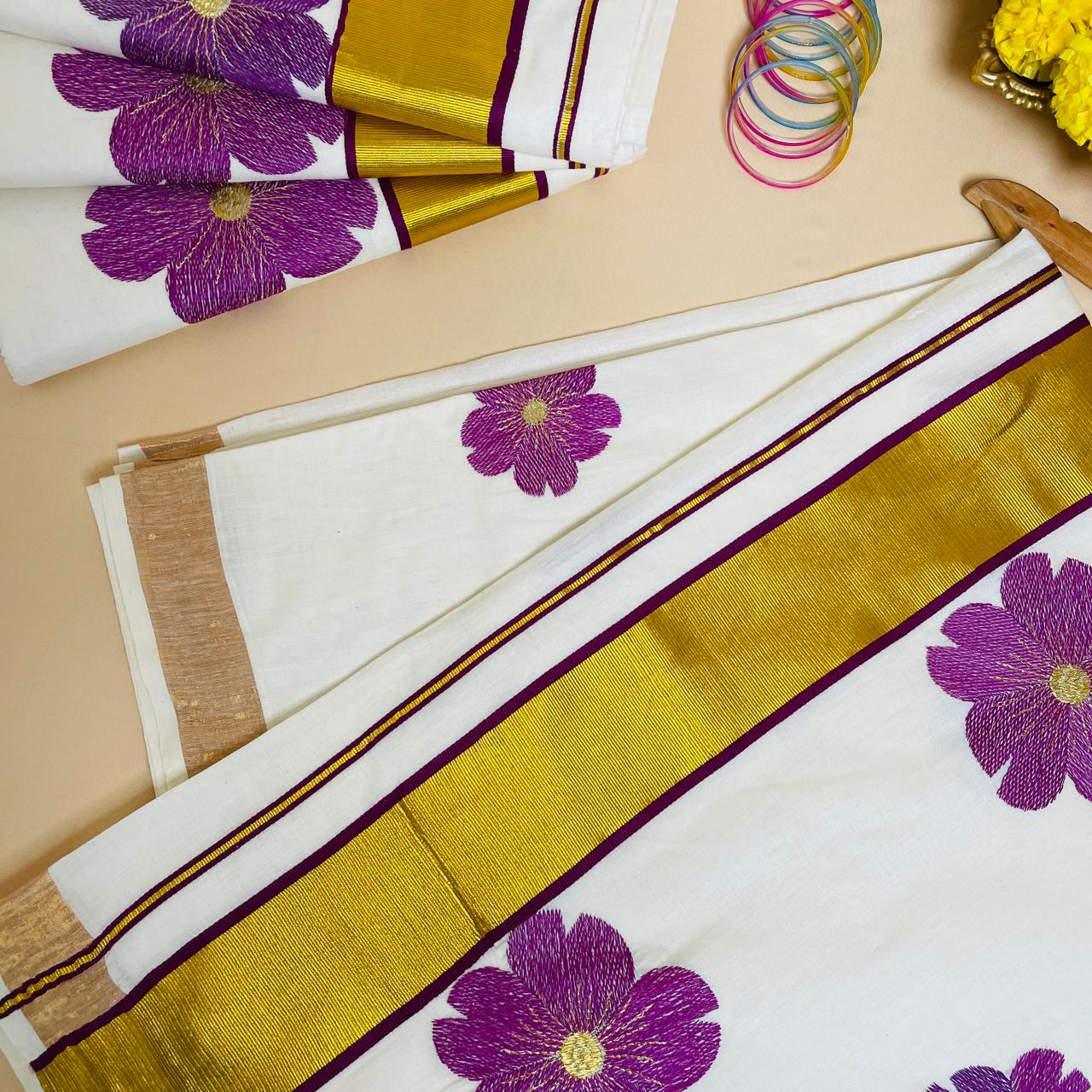ഇന്തുപുഷ്പം Purple Flower Set Saree 💜