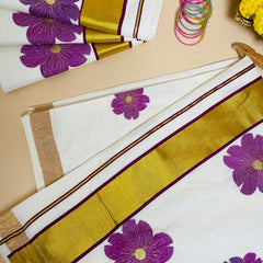 ഇന്തുപുഷ്പം Purple Flower Set Saree 💜