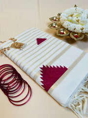 Maroon temple work saree
