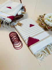 Maroon temple work saree