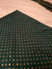 White & Dark Green Cotton Kurta Set with Dupatta