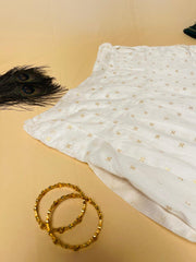 White & Dark Green Cotton Kurta Set with Dupatta