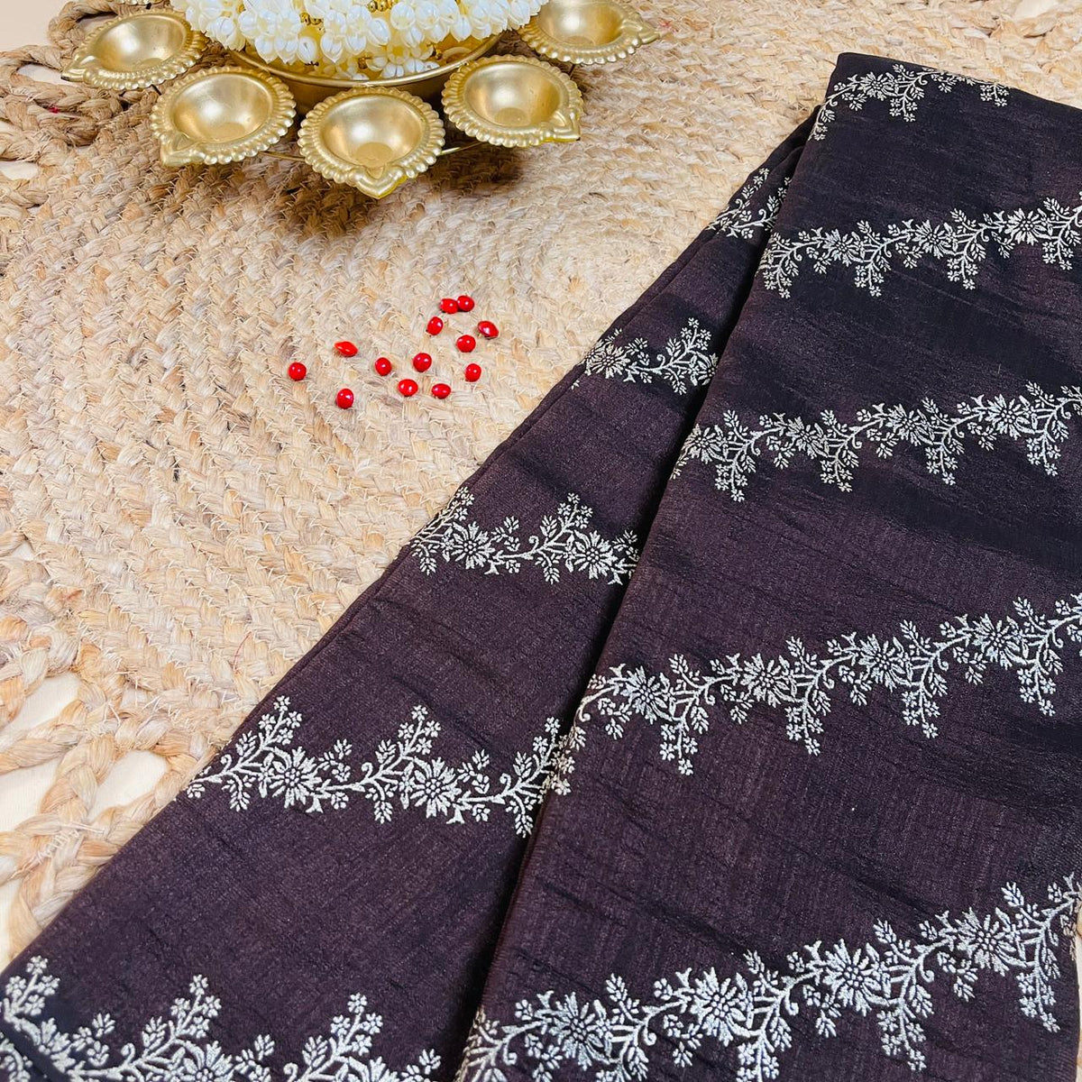 Su 557 Brown Vijithra Silk Saree