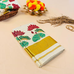 Charutha Maroon Lotus Set Saree