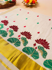 Charutha Maroon Lotus Set Saree