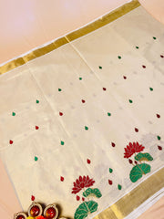 Charutha Maroon Lotus Set Saree