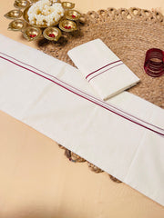 Maroon Puliyilakkara Set Mundu