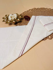 Maroon Puliyilakkara Set Mundu