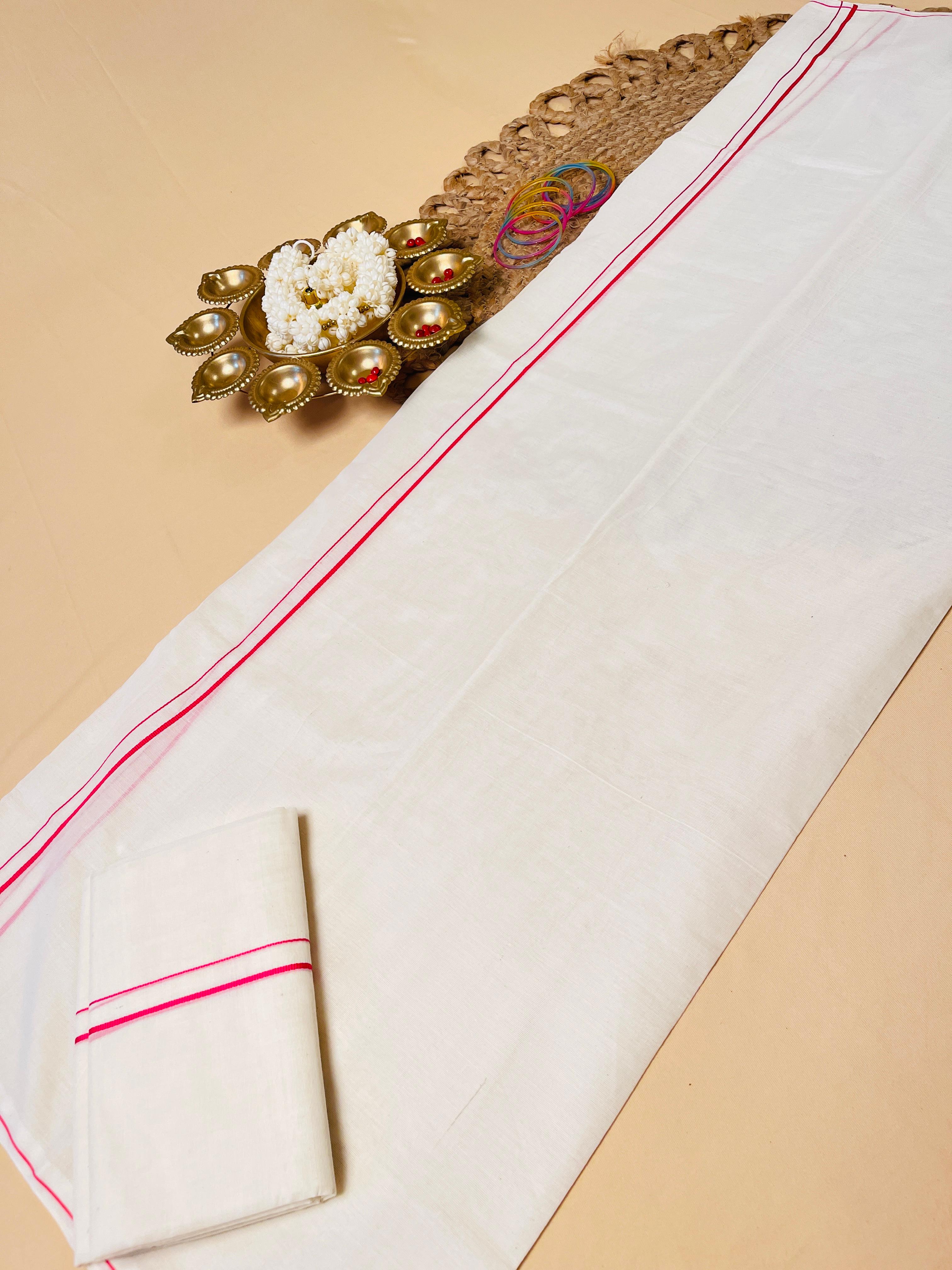 Pink Puliyilakkara Set Mundu
