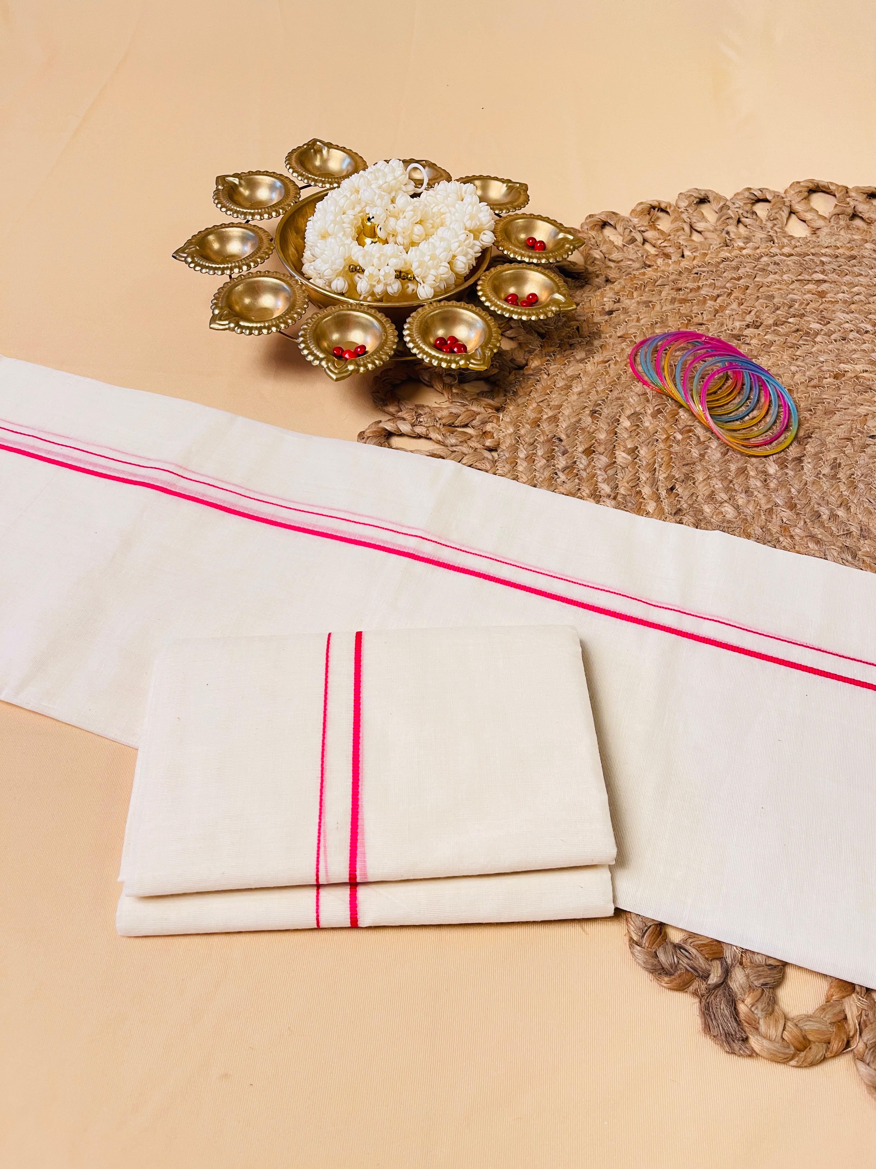 Pink Puliyilakkara Set Mundu