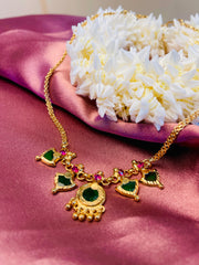 Temple Style Green & Pink Pendant Necklace ✨