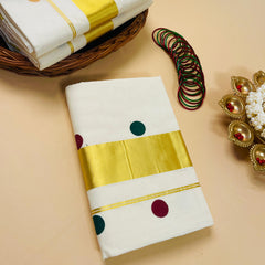 ATHAM Multicolour Polka Dot Set Saree