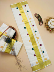 ATHAM Multicolour Polka Dot Set Saree
