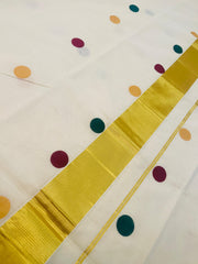 ATHAM Multicolour Polka Dot Set Saree
