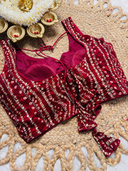 Maroon Chungidi Sequence Blouse