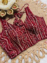 Maroon Chungidi Sequence Blouse