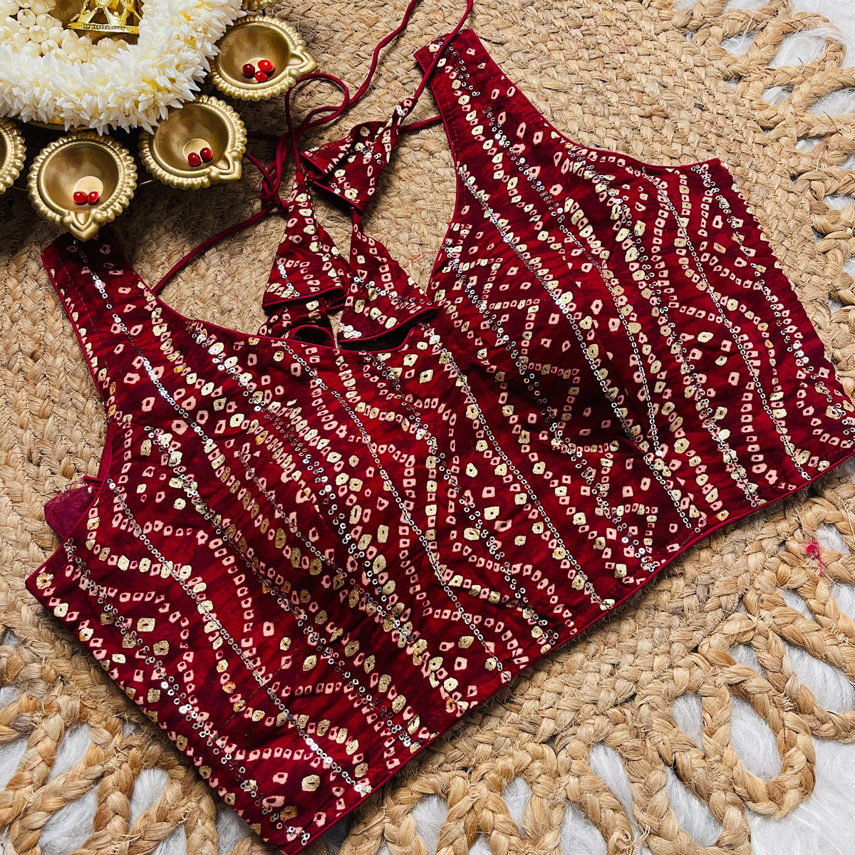 Maroon Chungidi Sequence Blouse