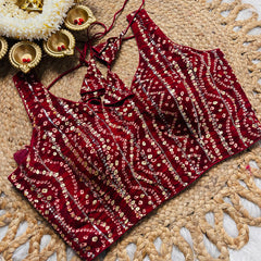 Maroon Chungidi Sequence Blouse