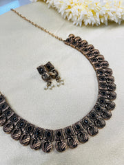 Antique Oxidized Black Stone Necklace Set with Earrings