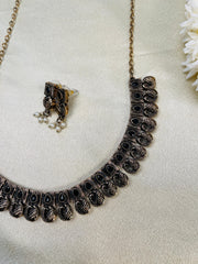 Antique Oxidized Black Stone Necklace Set with Earrings