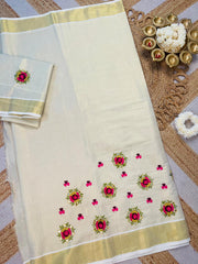 POOKKALAM Chest Embroidery Set Saree