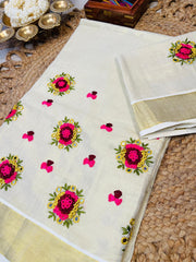 POOKKALAM Chest Embroidery Set Saree