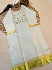 MADHURI Heavy Mirror Work Onam Kurti Top