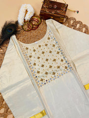 MADHURI Heavy Mirror Work Onam Kurti Top