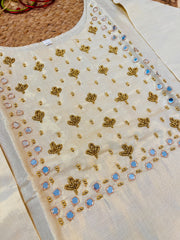 MADHURI Heavy Mirror Work Onam Kurti Top