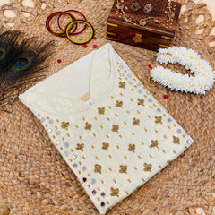 MADHURI Heavy Mirror Work Onam Kurti Top