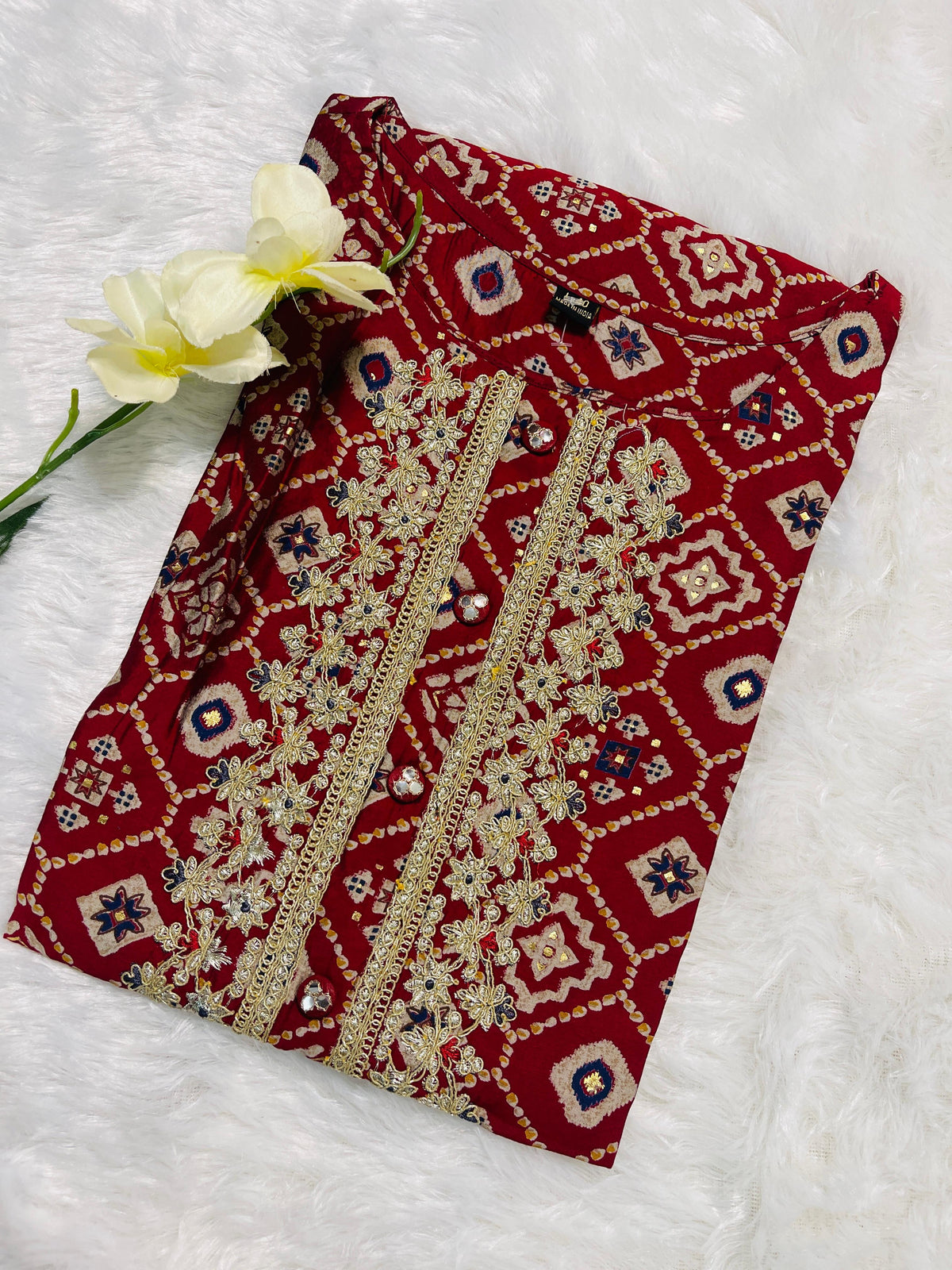 Red Kurta with Intricate Embroidery