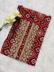 Red Kurta with Intricate Embroidery