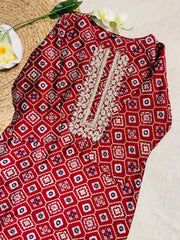 Red Kurta with Intricate Embroidery
