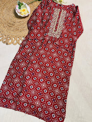 Red Kurta with Intricate Embroidery