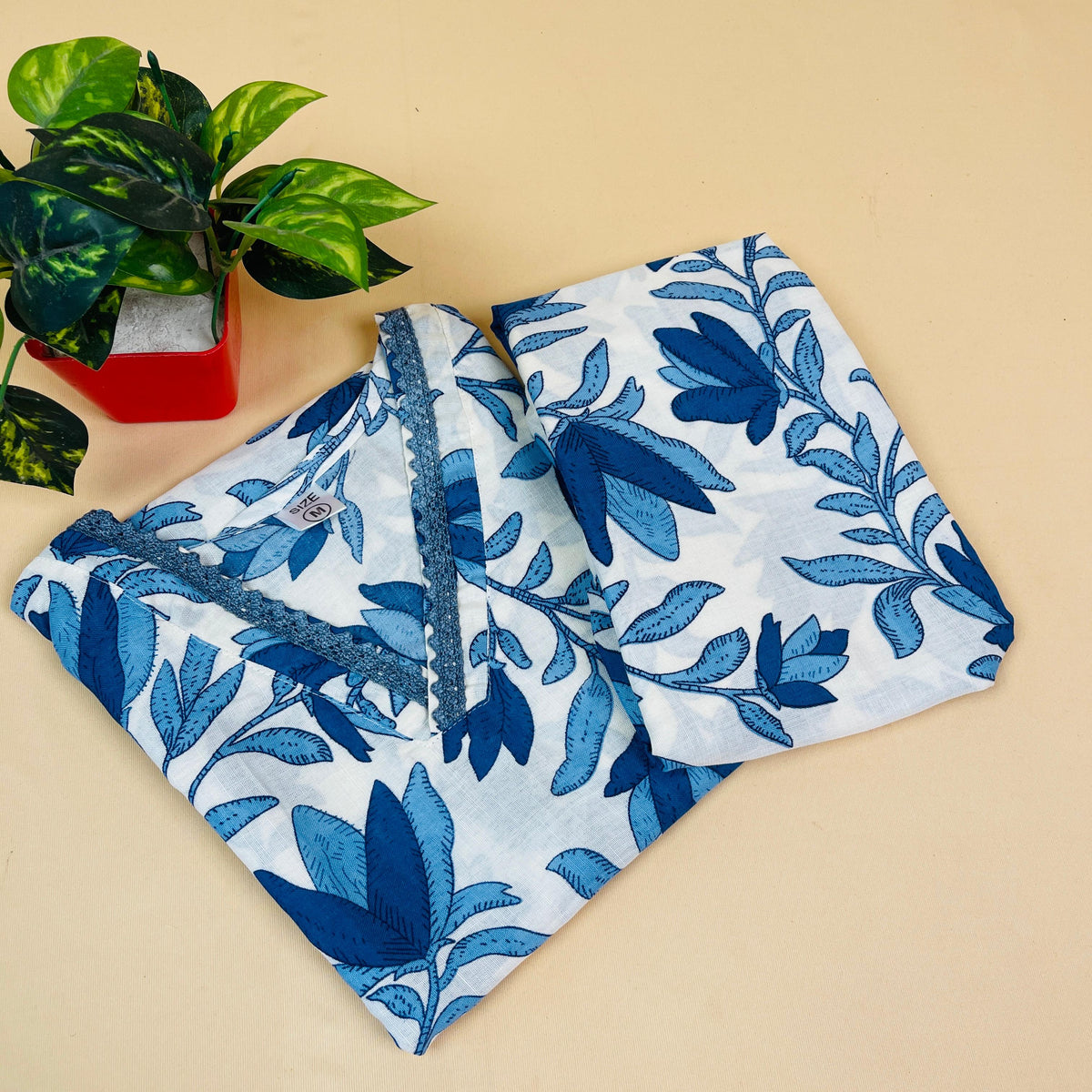 White and Blue Floral print Co-ord set