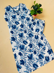 White and Blue Floral print Co-ord set