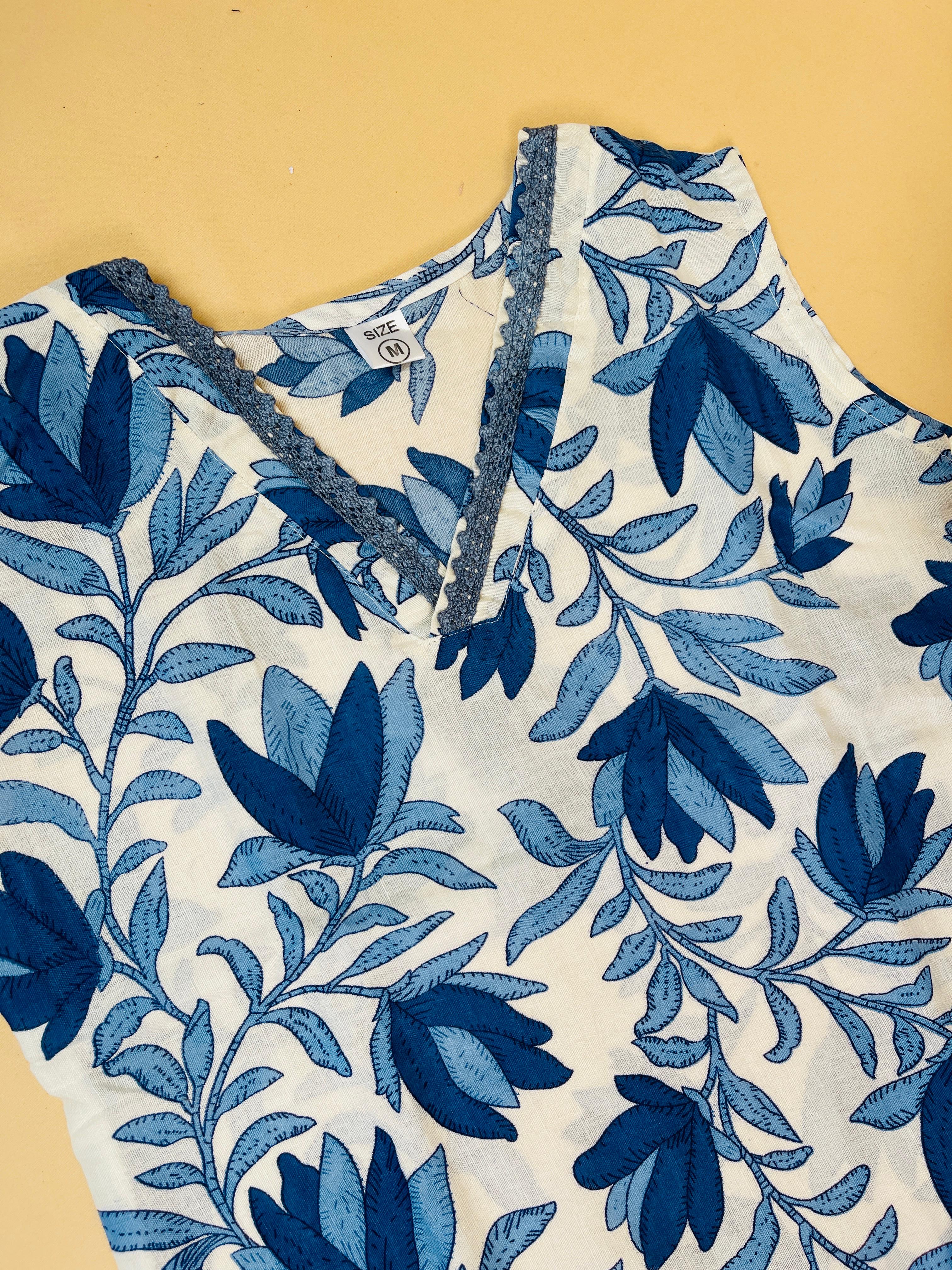 White and Blue Floral print Co-ord set