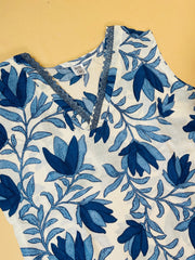 White and Blue Floral print Co-ord set