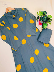Olive Green With Mustard Yellow Polka 2 Piece Set