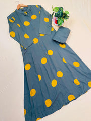 Olive Green With Mustard Yellow Polka 2 Piece Set