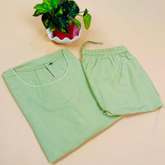 Pastel Green Button Plain Co-ord Set (Sleeves Attached) - SU 338