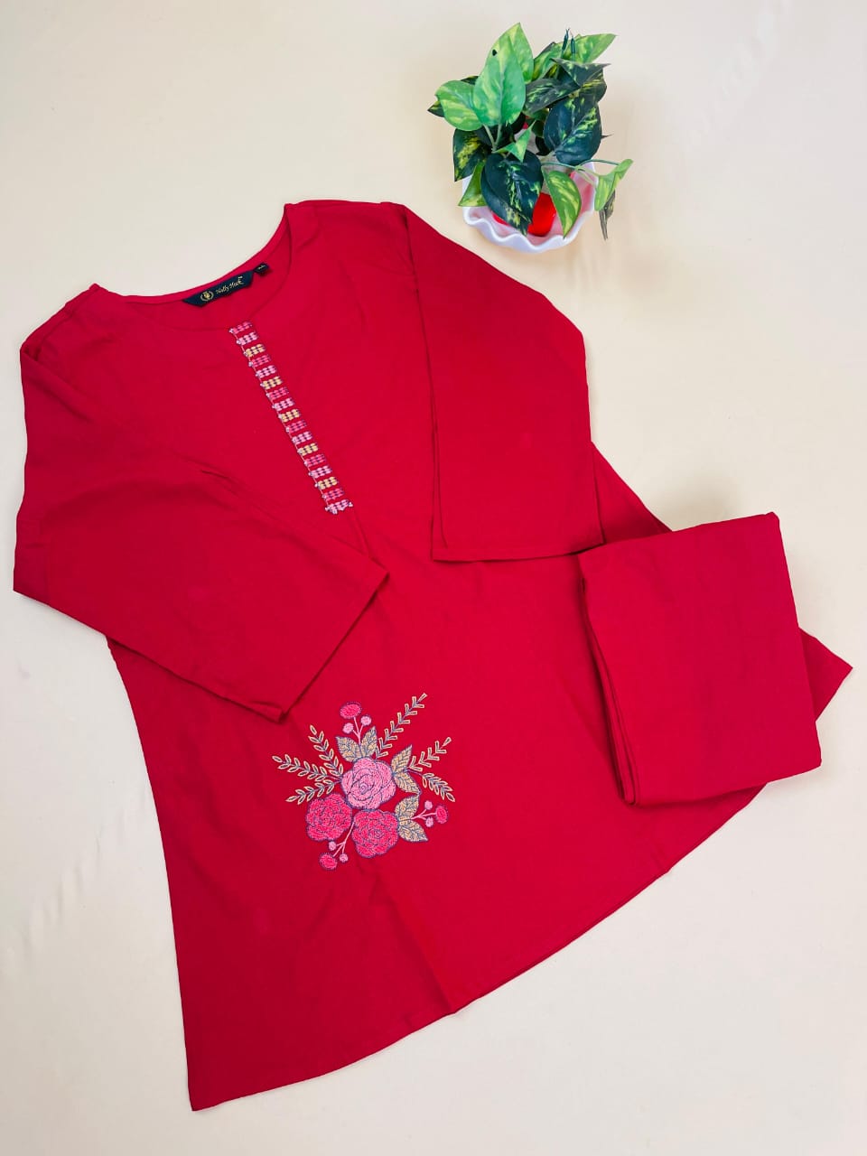 Red with Flower Co-ord Set