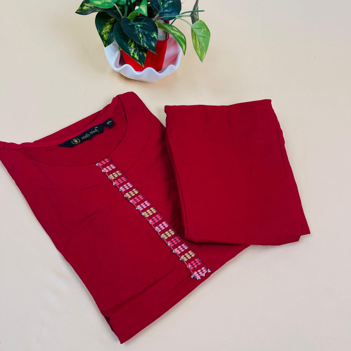 Red with Flower Co-ord Set