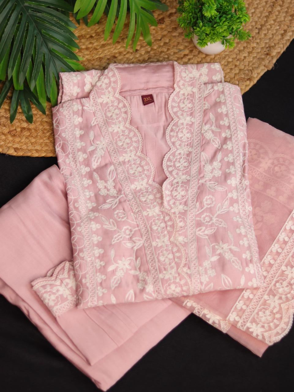 Pastel pink Karachi silk salwar suit