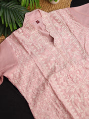 Pastel pink Karachi silk salwar suit