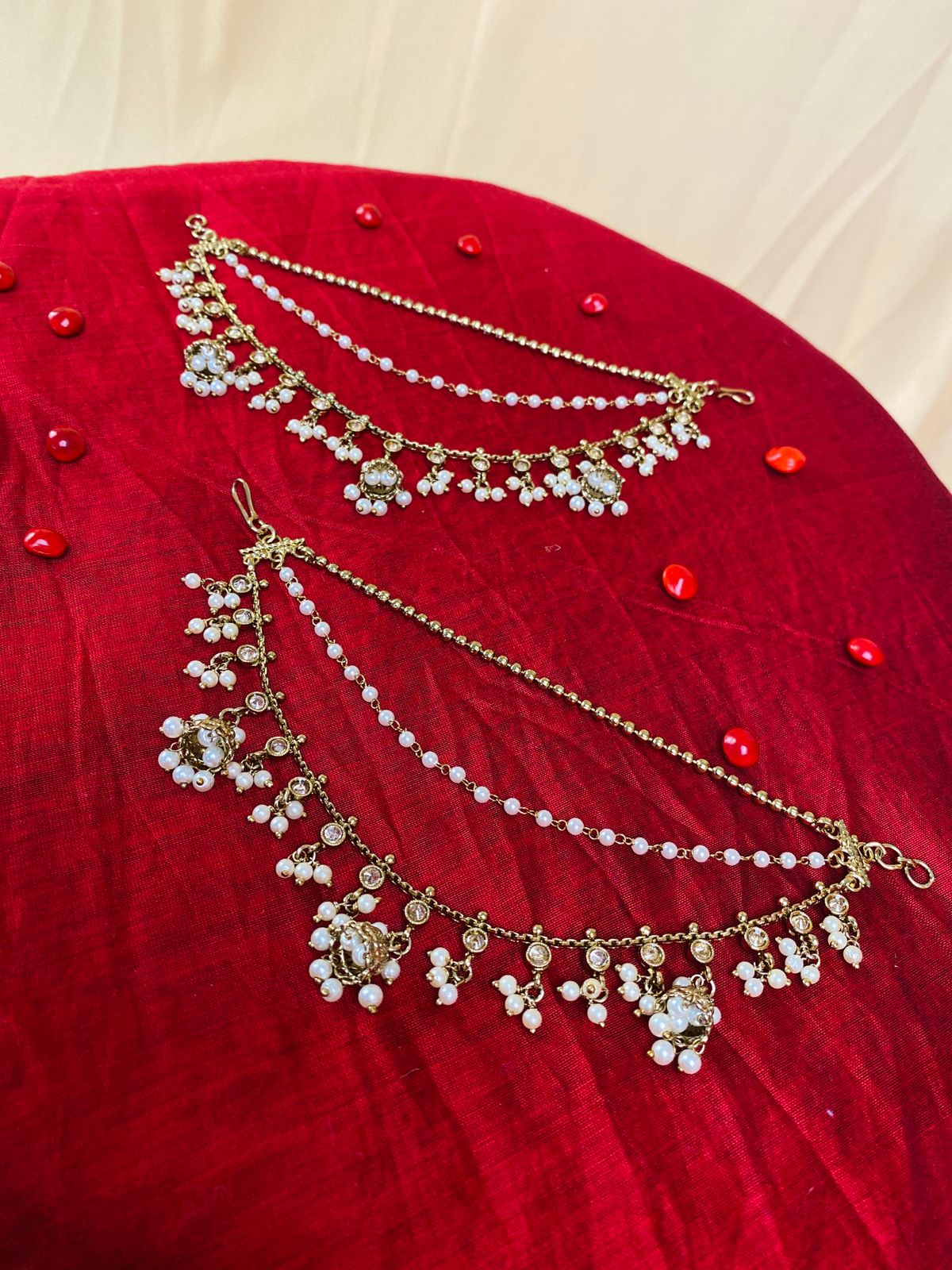 Noor Pearl Blossom Ear Chain Set