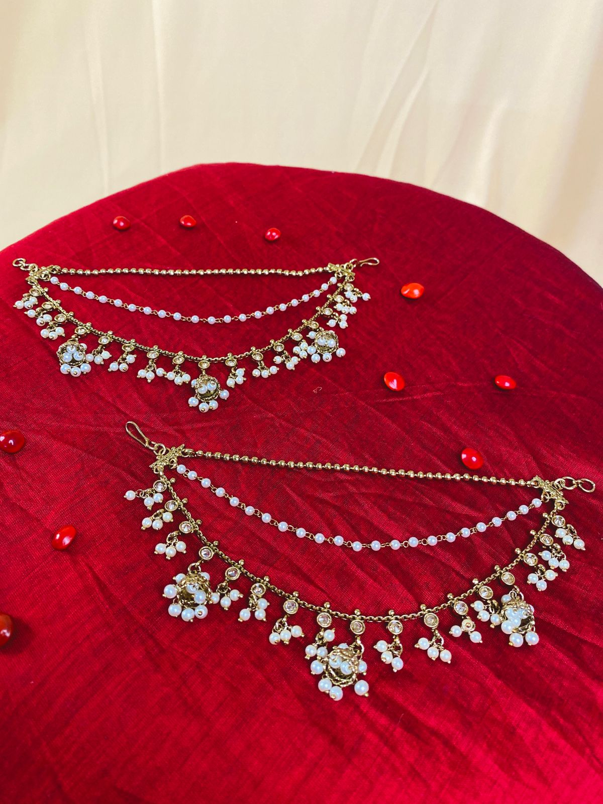 Noor Pearl Blossom Ear Chain Set