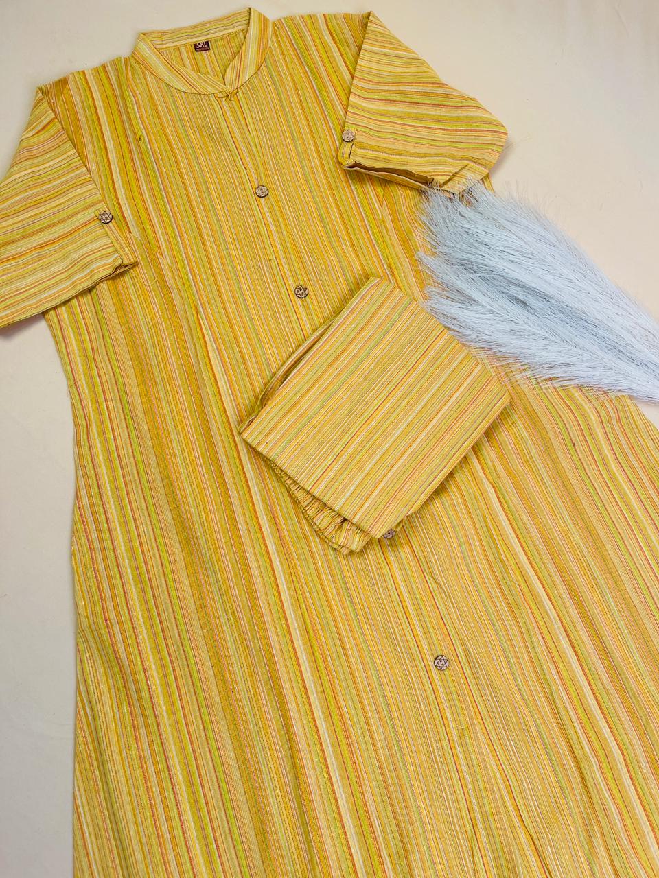 Yellow Khadi 2 Piece Set