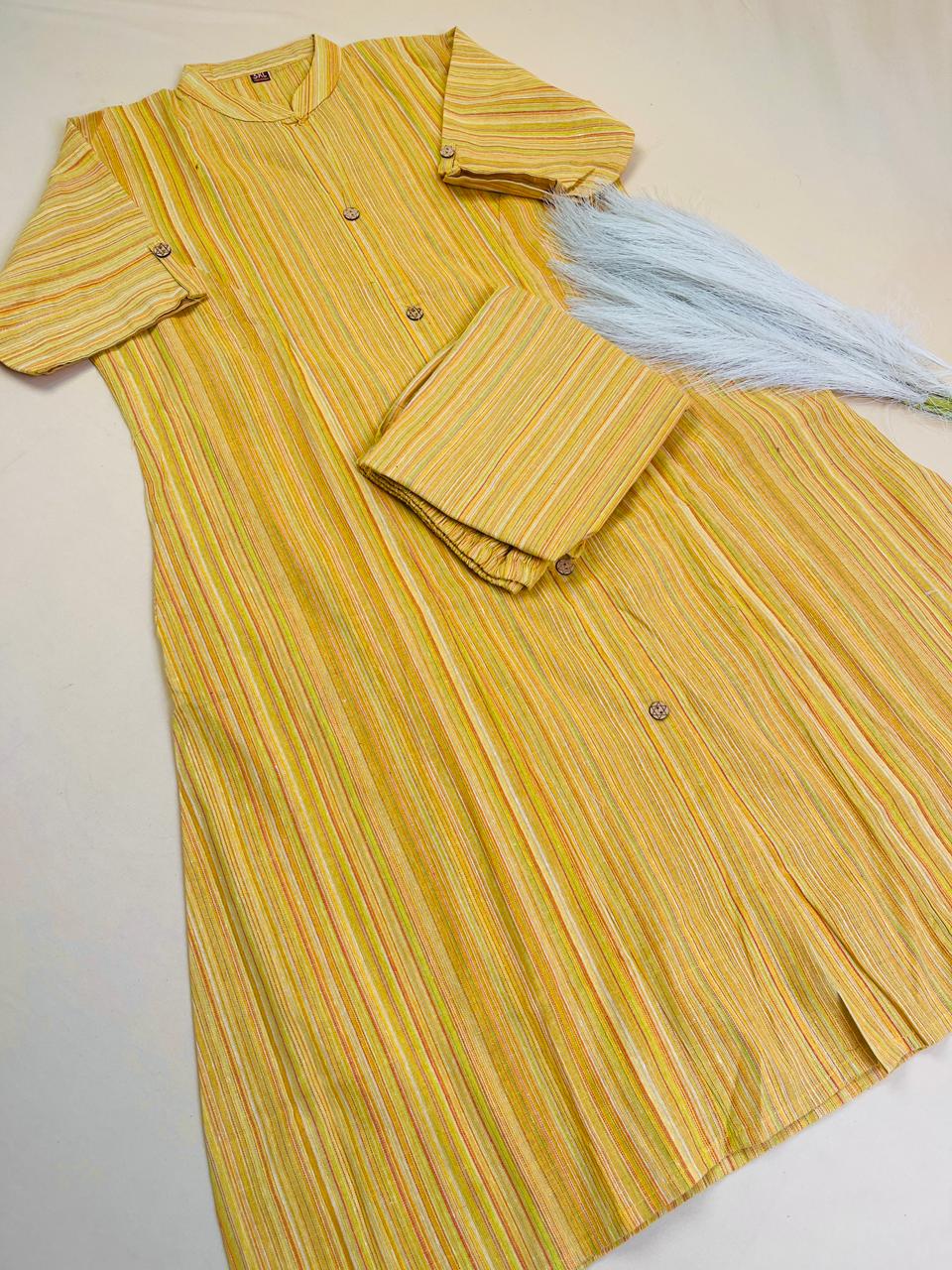 Yellow Khadi 2 Piece Set